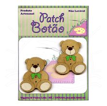 Botton Patch Urso Gravata Verde 2420 - 2 Unid