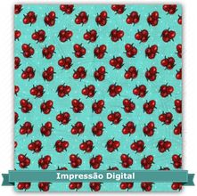 Tecido Estampado para Patchwork - Coleção Cupcake Flores Glacê Turquesa (0,50x1,40)
