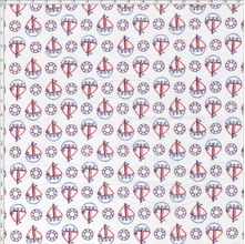 Tecido Estampado para Patchwork - Barquinho Contorno 30649 Navy Cor 01 (0,50X1,40)