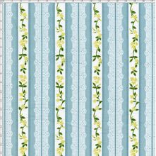 Tecido Estampado para Patchwork - Coleção Floral Paris Listrado Rendas Aqua Marine (0,50x1,40)