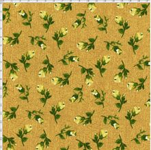 Tecido Estampado para Patchwork - Coleção Floral Paris Mini Botões Paris Caramelo (0,50x1,40)