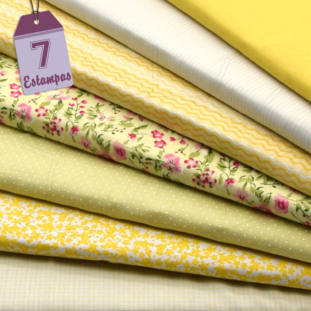 Kit de Tecido Amarelo (30x70) 7 Estampas - Bazar Horizonte