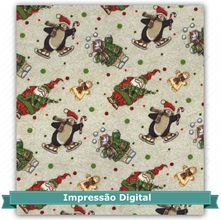 Tecido Estampado para Patchwork - Digital Natal Mini Figuras (0,50x1,40)