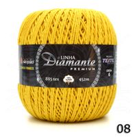 Barbante Diamante Premium nº06 400g - 100% Algodão 08 - amarelo ouro