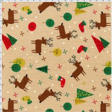 Tecido Estampado para Patchwork - Natal 338508 Renas Cor 390 (0,50x1,40)