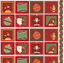 Tecido Estampado para Patchwork - Natal 338508 Quadrado Amigos do Natal Cor 300 (0,60x1,40)