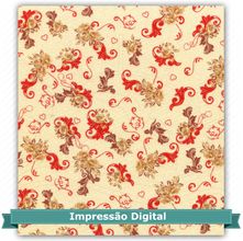 Tecido Estampado para Patchwork - Coleção Chá de Canela Rosas Vermelhas Cor 60 (0,50x1,40)