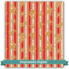 Tecido Estampado para Patchwork - Coleção Chá de Canela Listras Vermelhas Cor 63 (0,50x1,40)