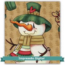 Tecido Estampado para Patchwork - Boneco de Neve Grande Digital DN033 (0,60x1,40)