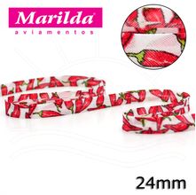 Viés Estampado Fino 12mm 20 metros - Pimenta Vermelha