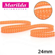 Viés Estampado Fino 12mm 20 metros - Bolinha Laranja