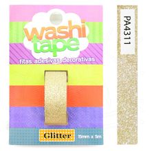 Fita Glitter Adesiva Decorativa Washi Tape Ouro