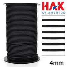Elástico Roliço Preto 4mm - 50m