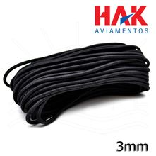 Elástico Roliço Preto 3mm - 10m