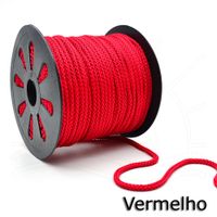 Cordão Trançado de Poliester 5,2mm - 100 metros Vermelho