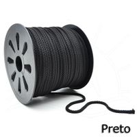 Cordão Trançado de Poliester 5,2mm - 100 metros Preto