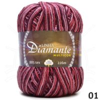 Barbante Diamante Multicor nº06 200g 01 - bordô