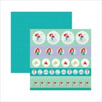 Folha para Scrapbook Dupla Face Disney - Ariel Selos e tags