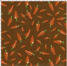 Tecido Estampado para Patchwork - Cenouras Fundo Marrom Cor 01 (0,50x1,40)