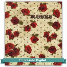 Tecido Estampado para Patchwork - Digital Coleção Roses Cor 02 Bege (0,50x1,40)