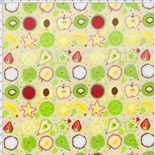 Tecido Estampado para Patchwork - Coleção Frutas Salada de Frutas Cor 01 Bege (0,50x1,40)