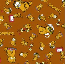 Tecido Estampado para Patchwork - Garfield Expressão Fundo Marrom (0,50x1,40)
