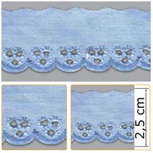 Bordado Inglês BP001 010 Azul Celeste - 2,5 cm