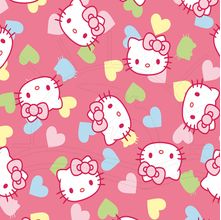 Tecido Estampado para Patchwork - Hello Kitty Love Fundo Rose (0,50x1,40)