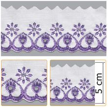 Bordado Inglês BP025 025 Branco/Roxo - 5 cm