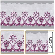 Bordado Inglês BP025 020 Branco/Pink - 5 cm