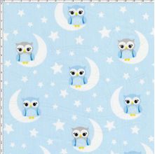 Tecido Estampado para Patchwork - Coleção Irmãos Coruja Frederico na Lua (0,50x1,40)