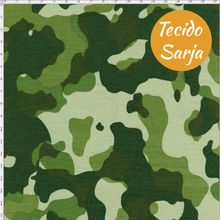 Tecido Estampado para Patchwork - Camuflado Sarja Verde com Verde (0,50x1,40)