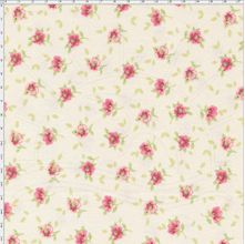 Tecido Estampado para Patchwork - Coleção Jardim das Flores Mini Flor Creme Rosé (0,50x1,40)