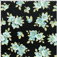 Tecido Estampado para Patchwork - Coleção Jardim das Flores Jardim Preto Azul (0,50x1,40)