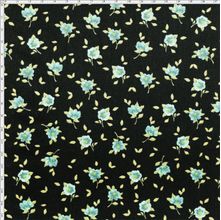 Tecido Estampado para Patchwork - Coleção Jardim das Flores Mini Flor Preto Azul (0,50x1,40)