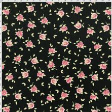 Tecido Estampado para Patchwork - Coleção Jardim das Flores Mini Flor Preto Rosé (0,50x1,40)