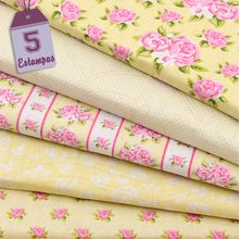 Kit de Tecido Anita Catita - Shabby Chic Amarelo (30x70) 5 Estampas