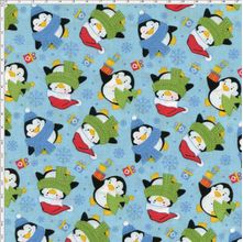 Tecido Estampado para Patchwork - Natal Pinguim com Cachecol (0,50x1,40)