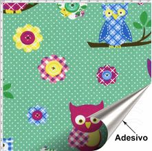 Tecido Adesivo para Patchwork - Coruja 006 (45x70)