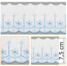 Bordado Inglês BP060 044 Branco/Azul Celeste - 7,5 cm