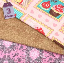 Kit de Tecido Cupcake 01B (30x70) 3 Estampas