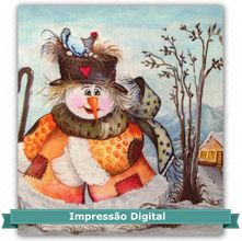 Tecido Estampado para Patchwork Bia Moreira - Mosaico Snowman Heart 03 (0,55x1,40)