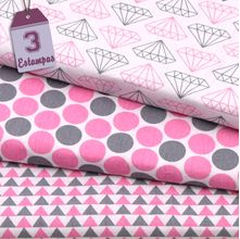 Kit de Tecido Diamantes Rosa (30x70) 3 Estampas