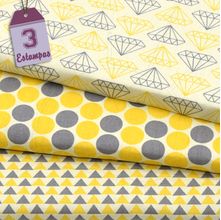 Kit de Tecido Diamantes Amarelo (30x70) 3 Estampas