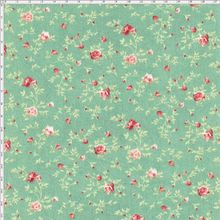 Tecido Estampado para Patchwork - Millyta Four Seasons Ramos com Rosas Fundo Azul (0,50x1,40)