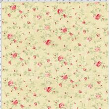 Tecido Estampado para Patchwork - Millyta Four Seasons Ramos com Rosas Rose Fundo Bege (0,50x1,40)