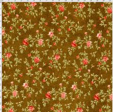 Tecido Estampado para Patchwork - Millyta Four Seasons Ramos com Rosas Fundo Marrom (0,50x1,40)