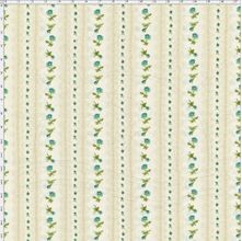 Tecido Estampado para Patchwork - Millyta Four Seasons Listrado Bege com Rosas Azul (0,50x1,40)