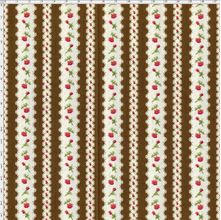 Tecido Estampado para Patchwork - Millyta Four Seasons Listrado Marrom com Rosas (0,50x1,40)