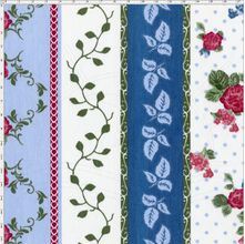 Tecido Estampado para Patchwork - Fluorita Barras Flores Rosa cor 1 (0,50x1,40)